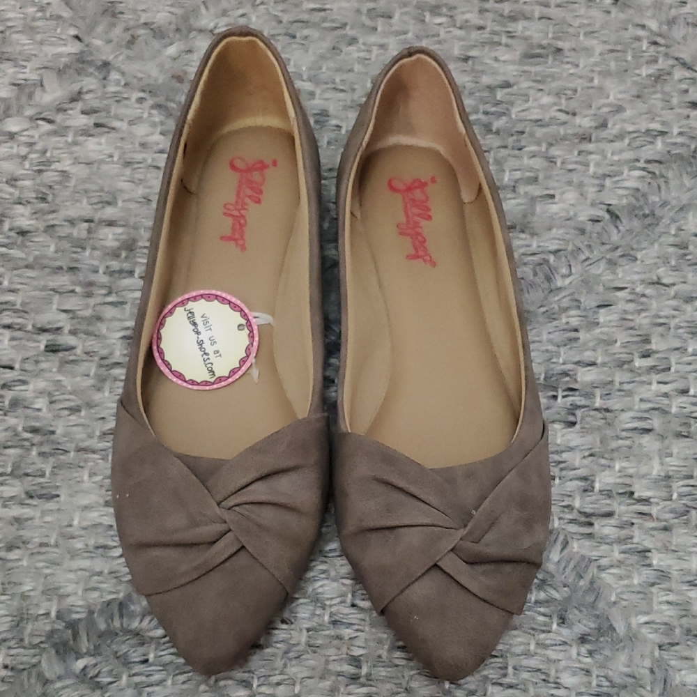 Jellypop Brown Flats with Bow Detail